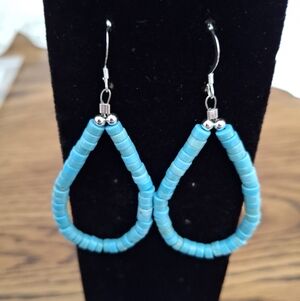 Heishi Turquoise Hoop Earrings Handmade